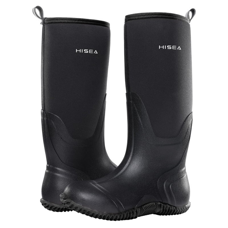HISEA Women's Rain Boots, Knee High Rubber Boots Waterproof Insulated Neoprene Mud Boots, Anti-Slip Outdoor Work Boots for Hunting Gardening Farming Yard Working, Size 6 Black - Image 4